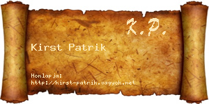 Kirst Patrik névjegykártya